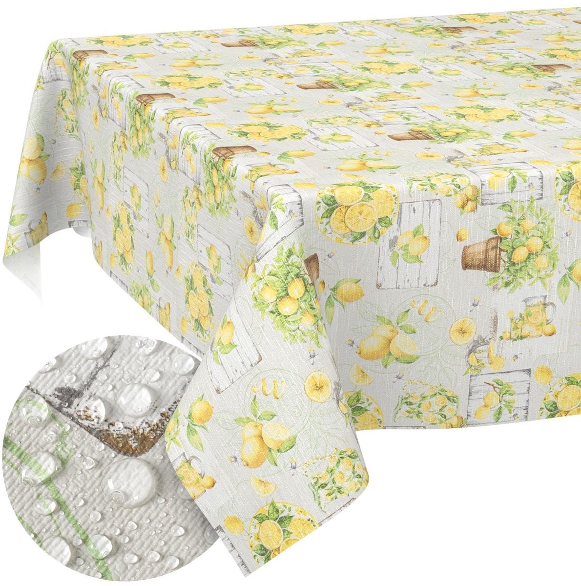 Omgoods - Wasbare Oilcloth Tafelkleed met Citroenen 160 x 140 cm