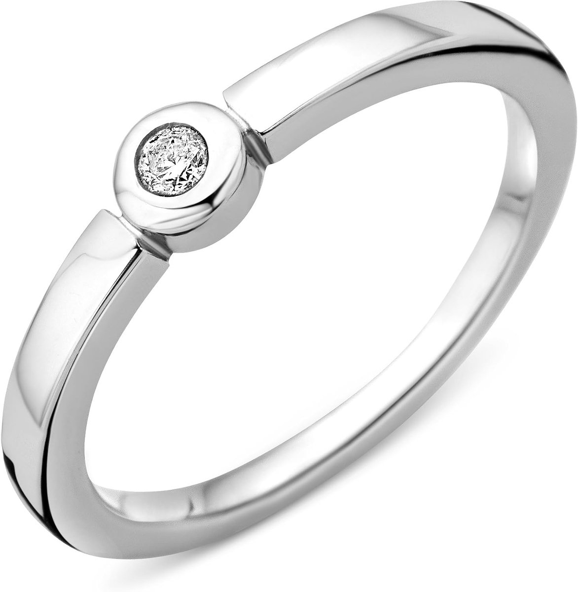 Dames 925 sterling zilver solitaire verlovingsring diamant briljanten 0,05 ct
