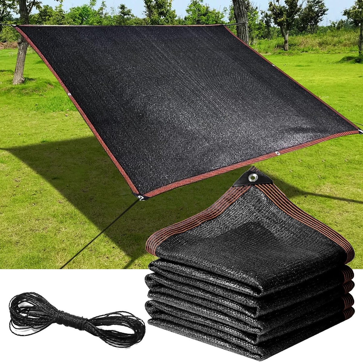 Zonweringsnet 2 x 3 m - Schaduwnet met inslagringen - Ideaal voor tuin en pergola - Bescherming tegen zonlicht - ShopVlot
