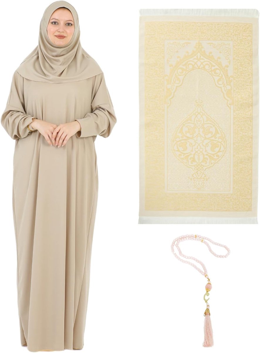 Dames Gebedskleding met Hijab, Gebedskleed en Tasbih, Islamitische Set, Abaya Jilbab Dubai Kaftan voor Eid en Ramadan