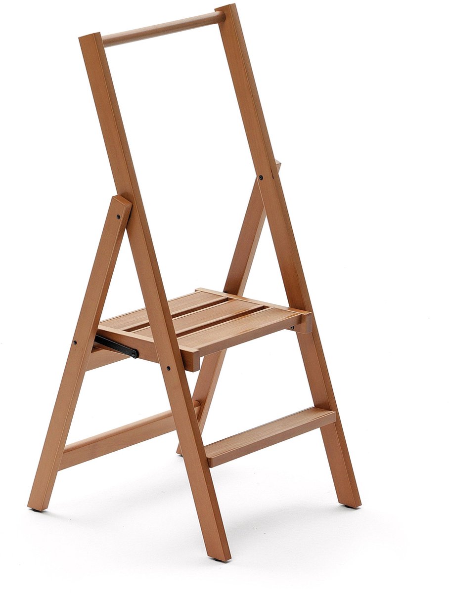 SnelShoppen - Praktische trapladder van massief beukenhout met antislip treden, handig sluitsysteem, stevig en duurzaam, ideaal voor keuken, tuin en k