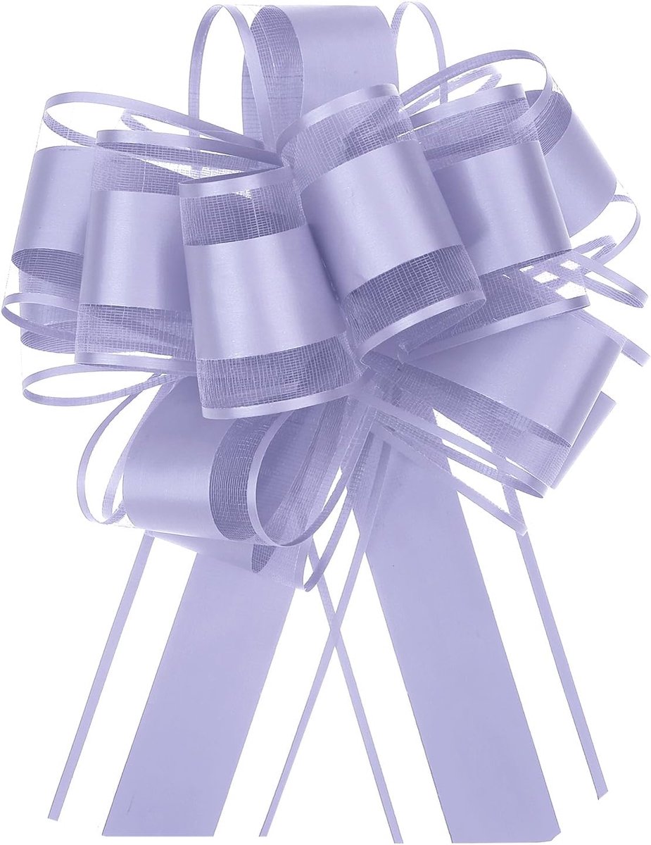 Strikken met 15,2 cm grote organza geschenkstrikken voor het versieren van bruiloftsauto's, cadeaumanden, kerstmanden, paarse strik