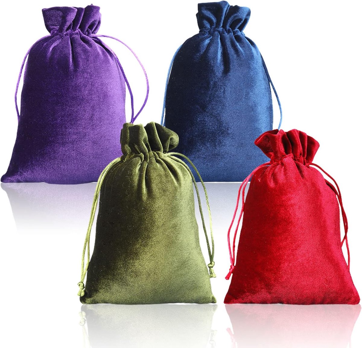 4 Stuks Zachte Fluwelen Geschenkzakjes, Sieraden Trekkoord Tas 13x20 cm, Herbruikbare Opbergzakje