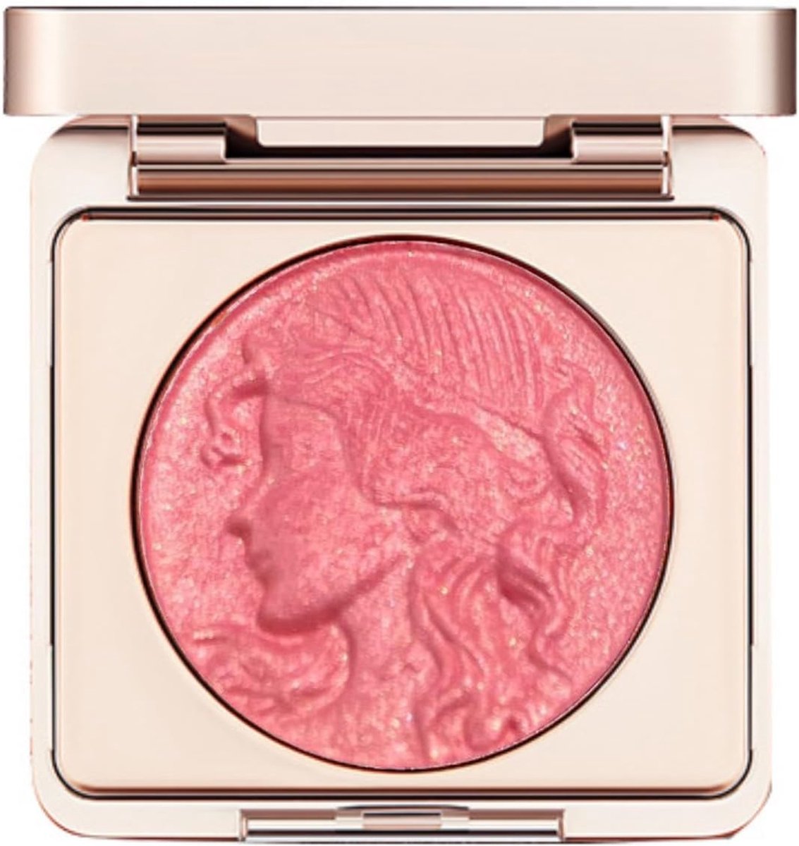 Pink Blush Poeder met Glitterpalet, Reliëf Parelmoer Markeerstift Make-up Gepigmenteerde Perzik Oranje Blusher voor wangen (01# Roze)