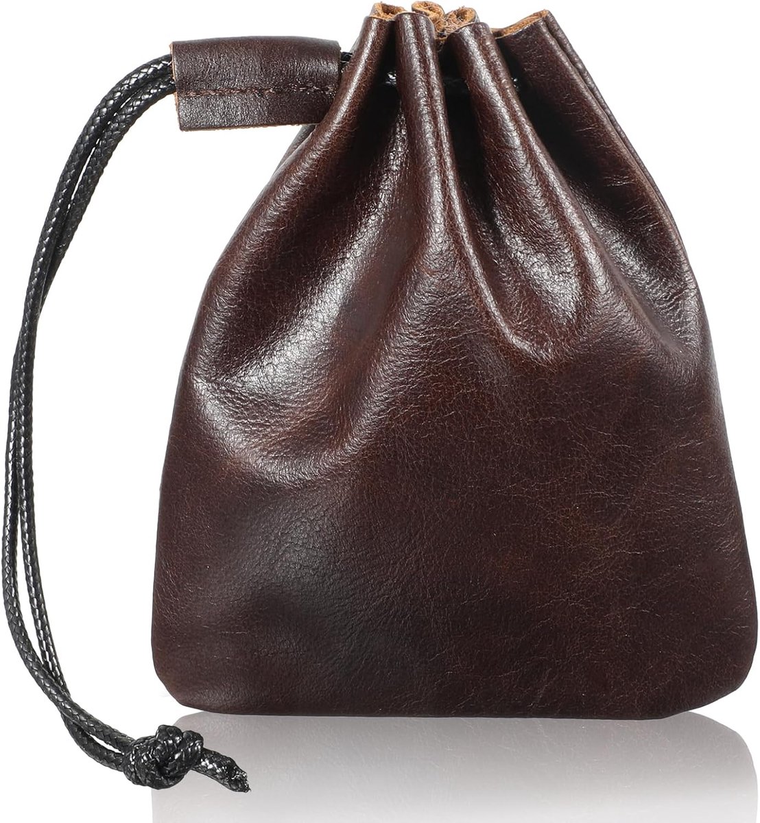 tasje met trekkoord, koeienhuid sieraden opbergtas waterdicht muntenzakje retro portemonnee portemonnee voor sleutels oortelefoon (klein)
