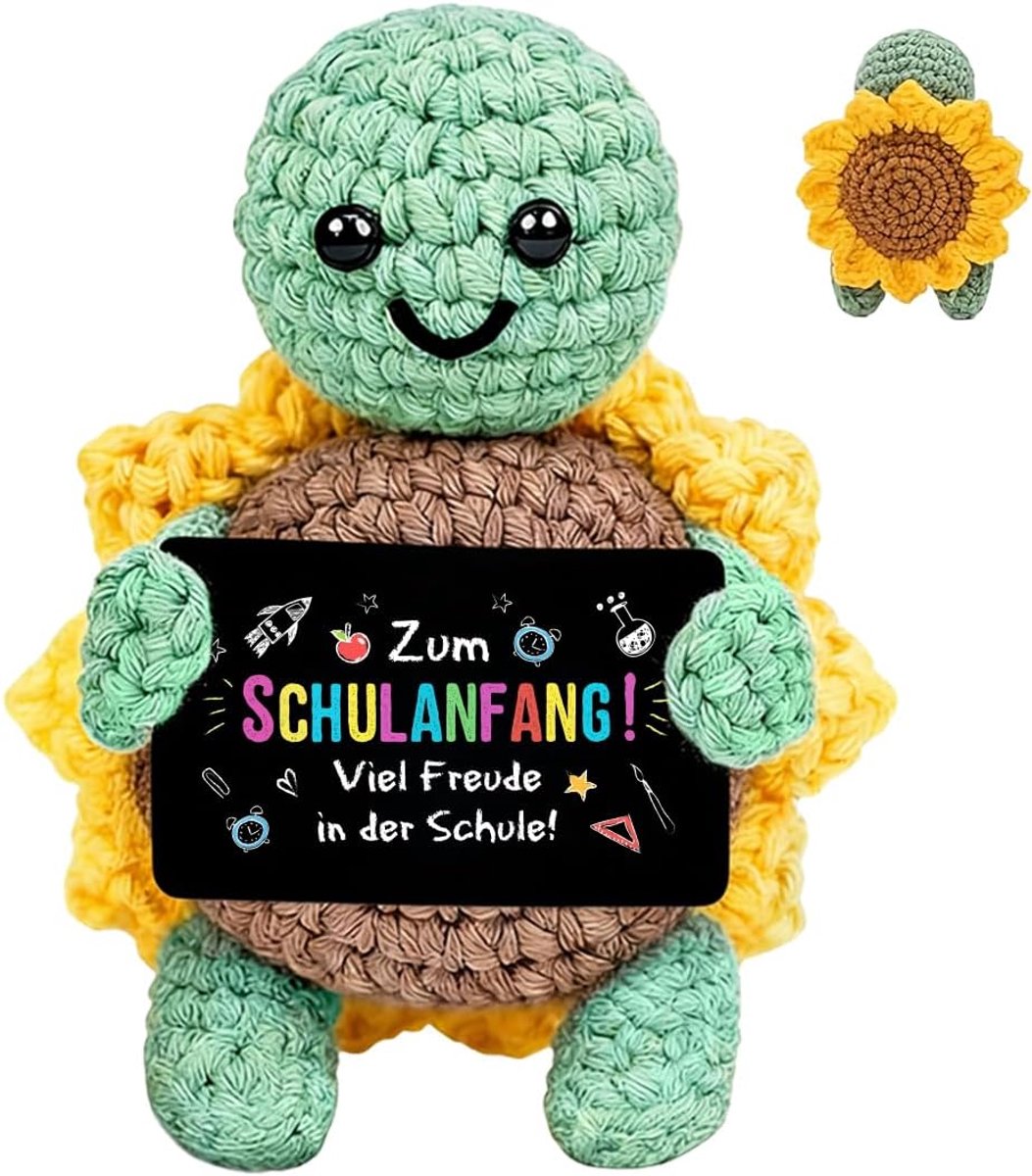 Cadeau voor de eerste schooldag, Pocket Hug schildpad, gehaakte schildpad, cadeau voor eerste schooldag, gehaakte geluksbrenger, cadeau voor de eerste schooldag voor jongens en meisjes