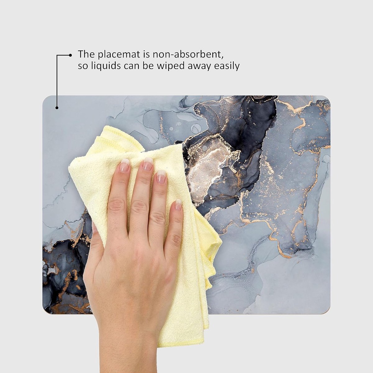 Onderzetters, set van 6, hittebestendig, waterdicht, antislip, kurken tafelmatten in matte afwerking, elegante placemats en onderzetters voor kopjes, mokken, borden en