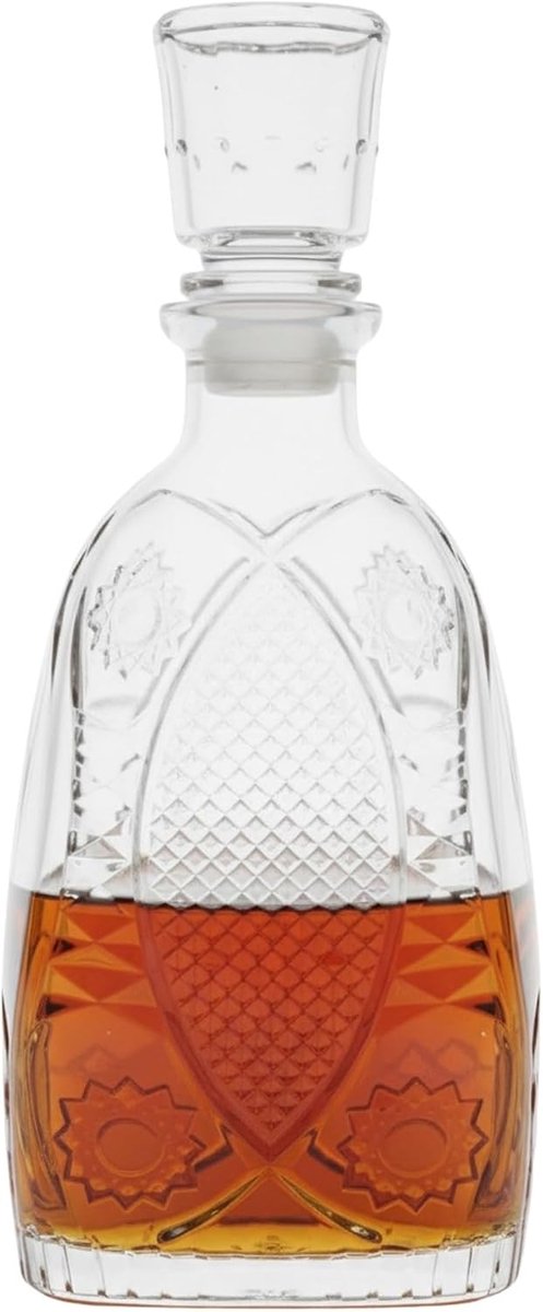 Decoratieve glazen karaf voor whiskey, cognac, Scotch, Brandy, Sherry, 900 ml, 27 x 10,7 x 8,5 cm, met glazen sluiting