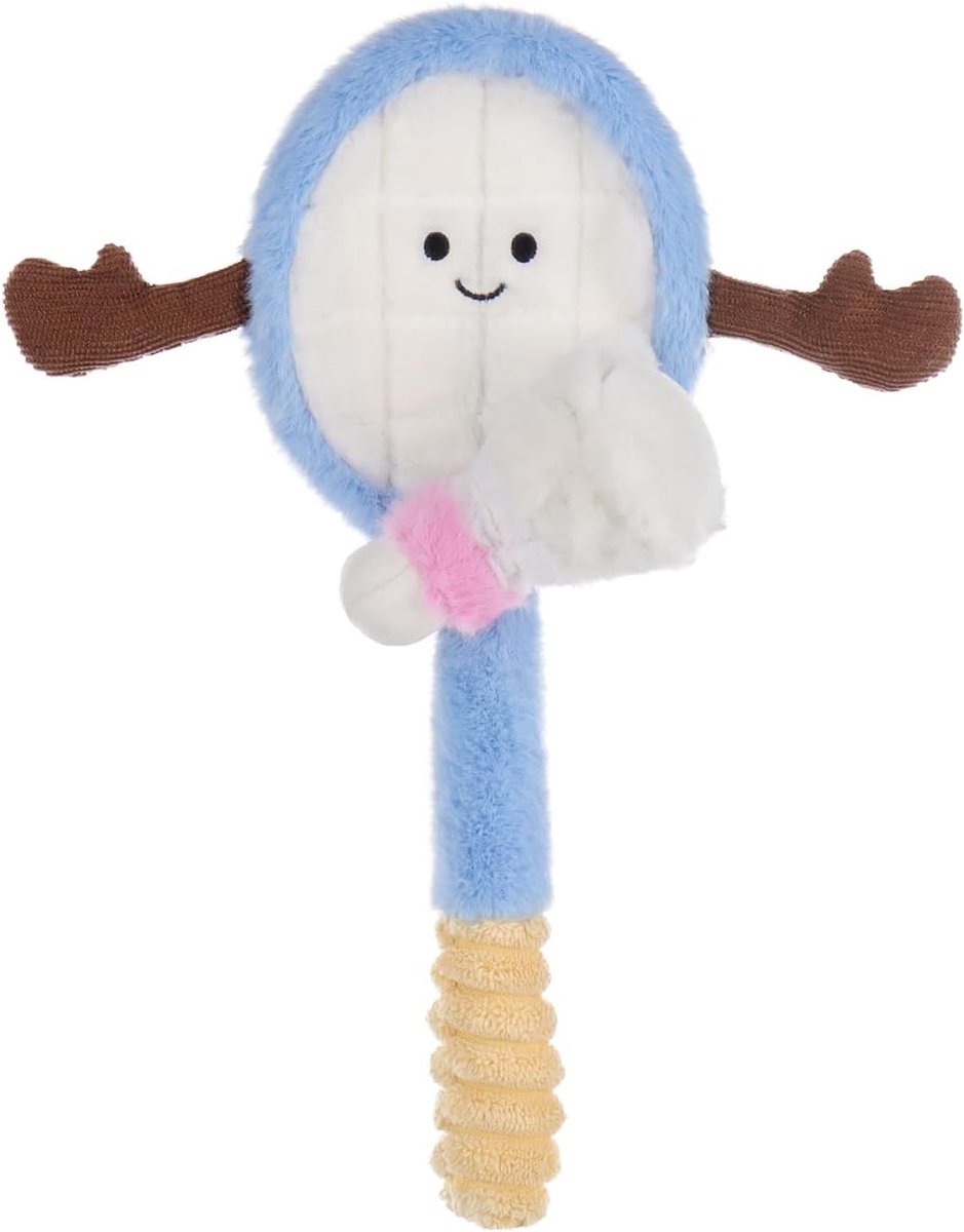 Lamb Vitality shuttle, pluche dieren voor kinderen, zacht schattig knuffeldier voor baby's, meisjes en jongens, pluizige vitaliteit, badminton, shuttle, blauw, 27 cm