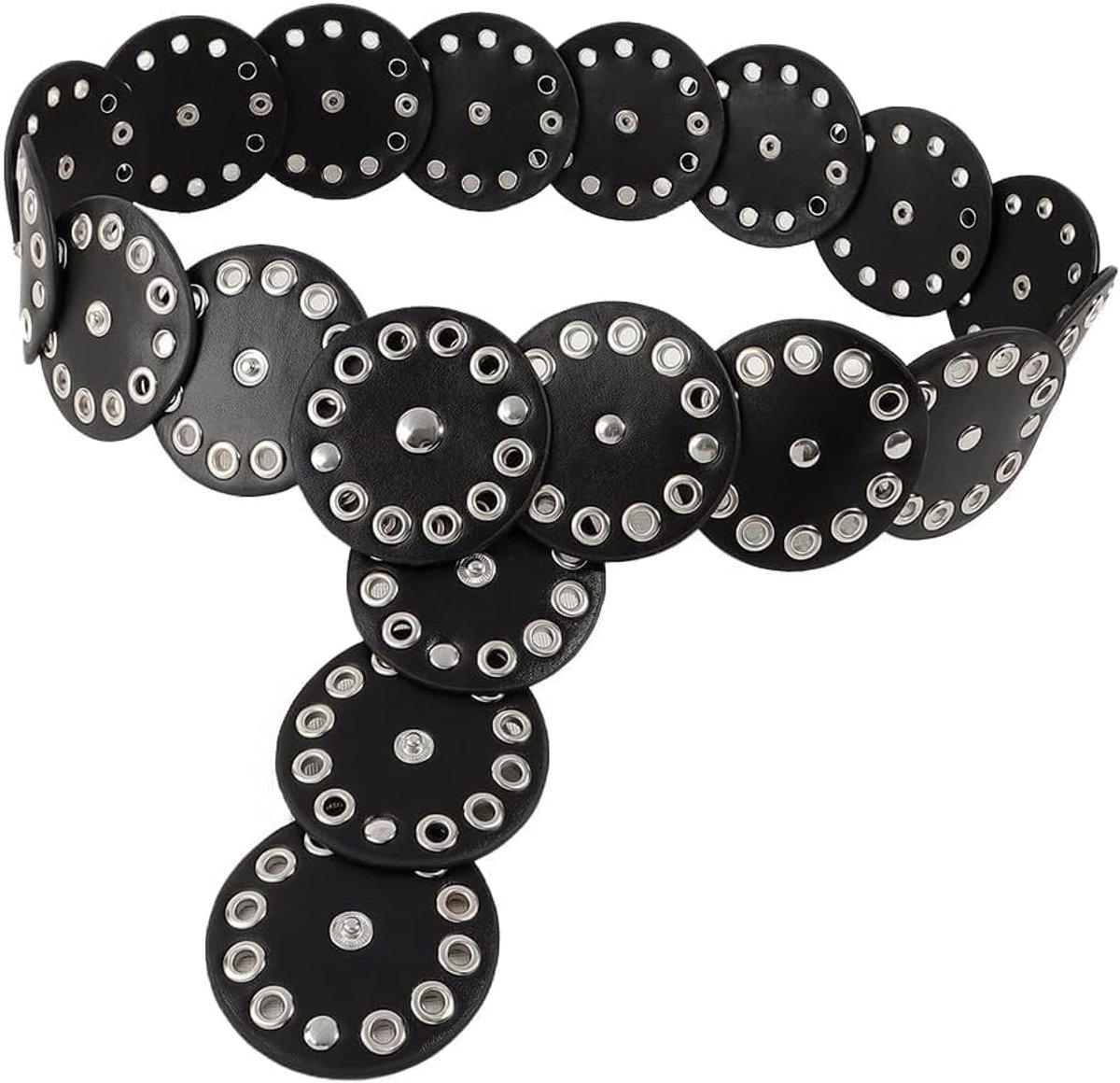 Damesriem vintage boho brede riem verstelbare schijfriem ronde taille lege riem cowboystijl accessoires voor broeken jeans jurken