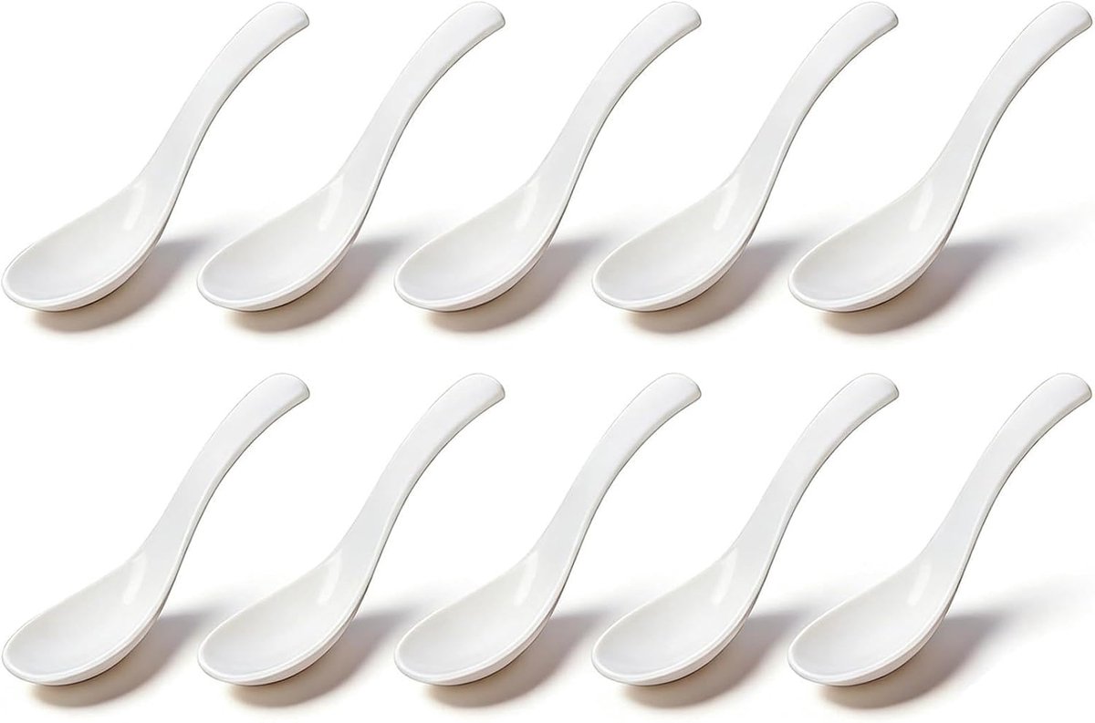Ronde Lepels 10 Stuks - Witte Plastic Soeplepel - Geschikt voor Rijst en Dessert - Duurzaam en Gezond - ShopVlot