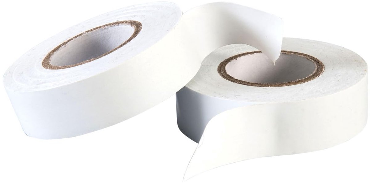 BH07516 (2 stuks) Witte PVC Elektrische Isolatie Tape 19mm x 5M (3/4" x 195"/16,7ft) - Pack van 2 Stuks