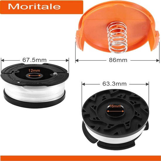 Spoelen voor Black & Decker grastrimmer (lengte 9,1 m diameter, diameter 1,65 mm), spoelen met nylondraden voor draadsnijder A6481 A6485 AF-100 (Black & Decker AF-100, 2 stuks) — afbeelding 5