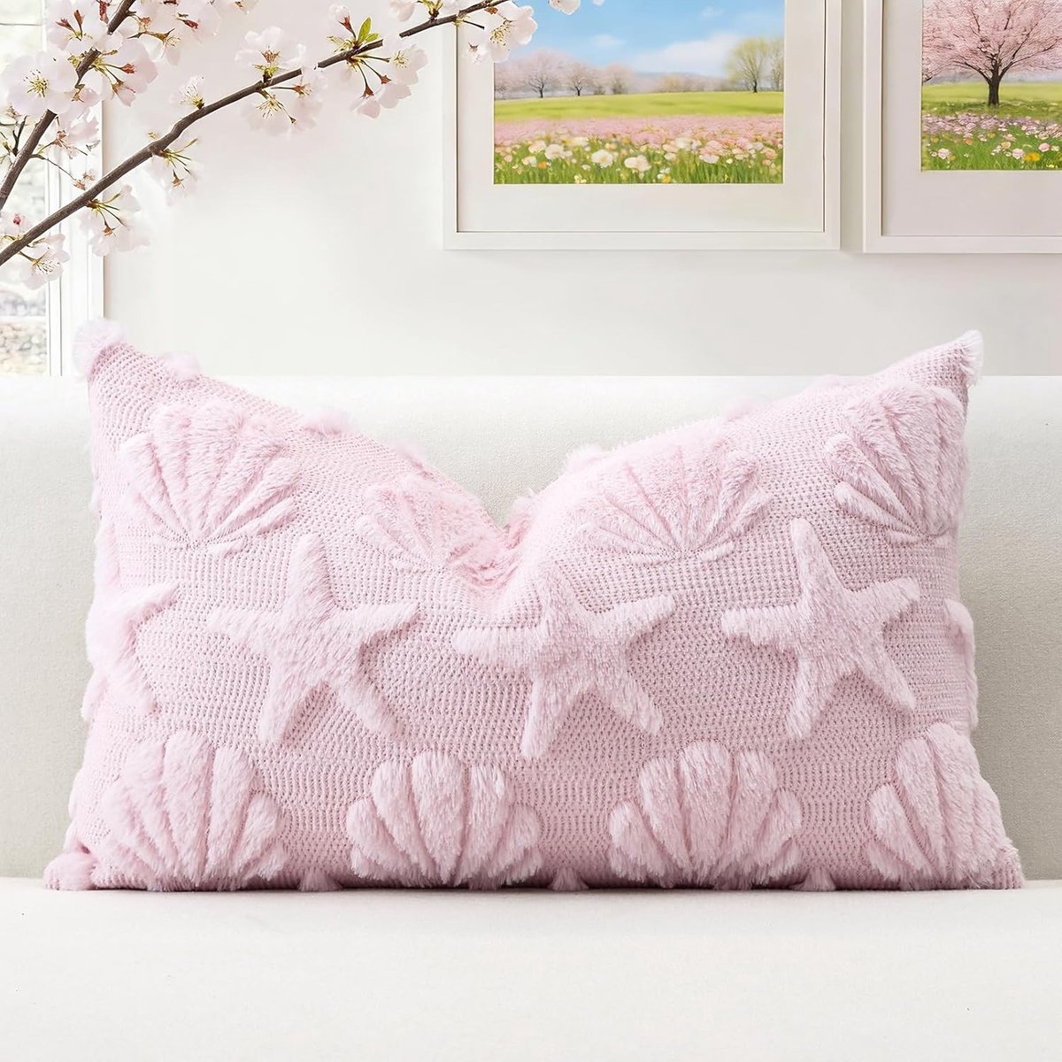 Zachte Velours Kussenhoezen voor Sofa en Slaapkamer in Roze - Decoratieve Kussens 30 x 50 cm, Perfect voor Feestdagen en Comfort