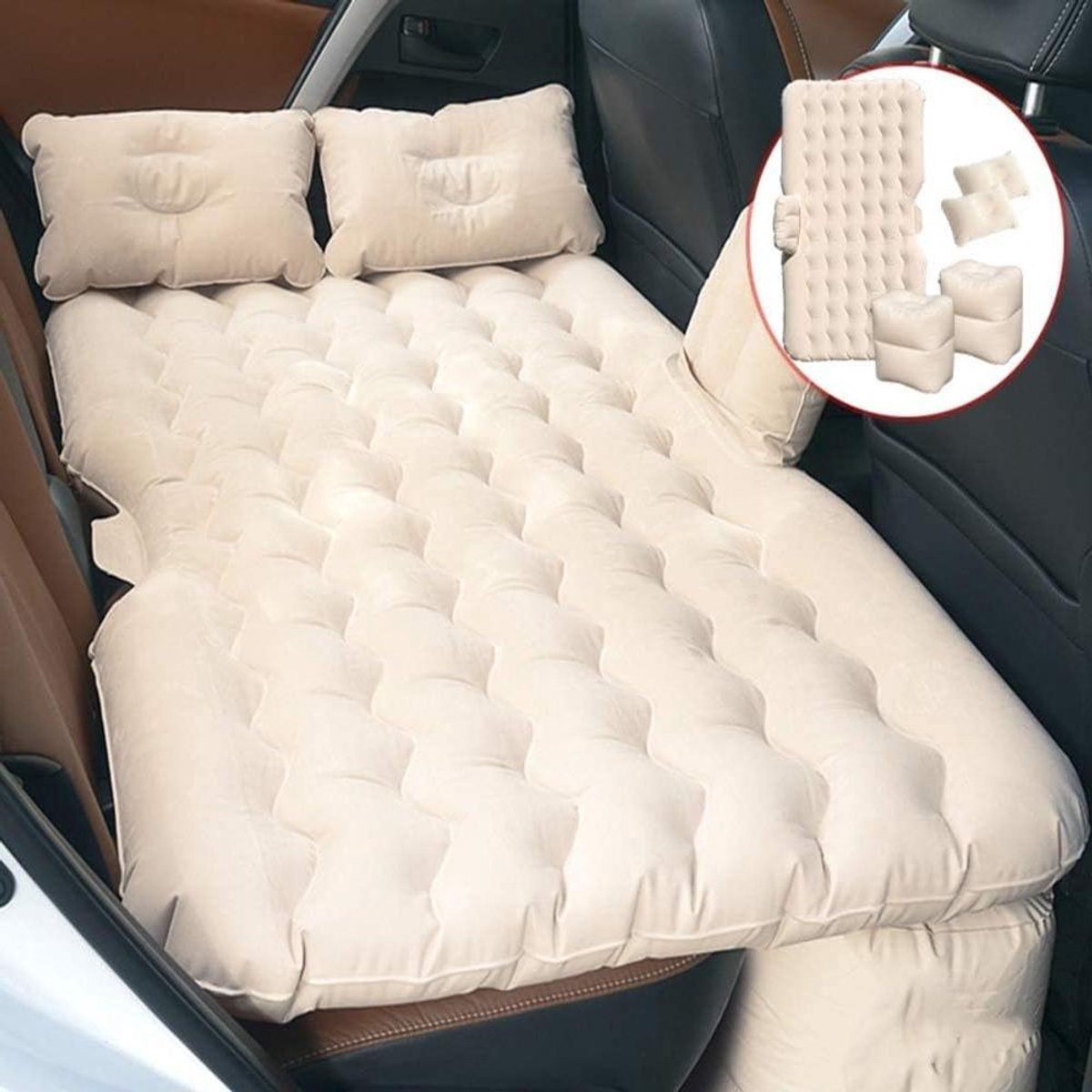 Opblaasbaar Auto Matras - Luchtbed Kampeerbed - Reizen en Kamperen - Universele Pasvorm - 135 cm x 85 cm - Velvet