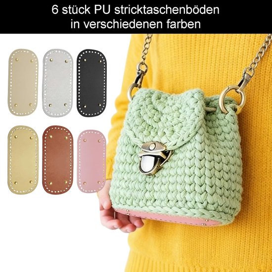 6-delige Set Tasbodems voor Haken, PU Tasbodem 22x10cm, Ideaal voor DIY Breitas, Haakprojecten en Schoudertassen — afbeelding 2