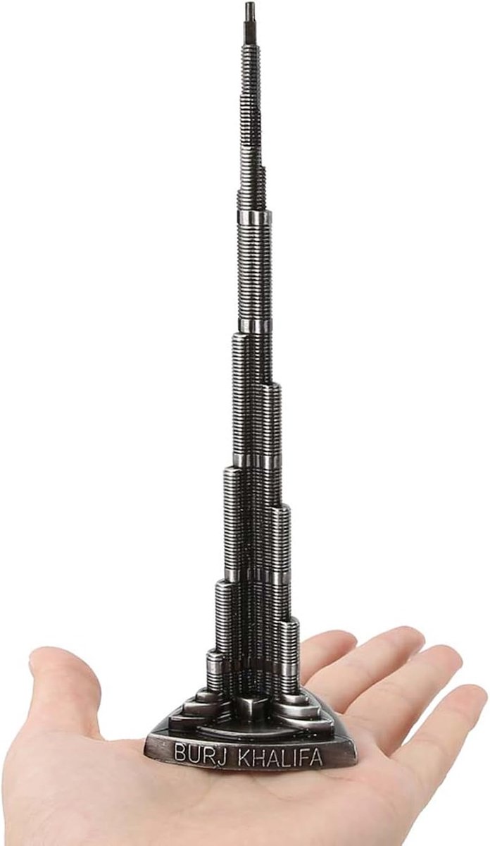 SnelShoppen - Burj Khalifa Miniatuur Toren Model 7cm Hoog, Legering Bureau Ornament voor Kantoor en Thuisdecoratie, Dubai Architectuur
