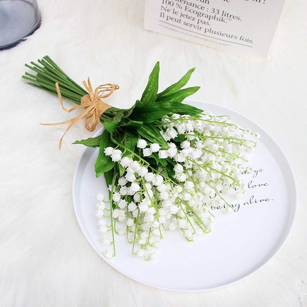 SnelShoppen - Set van 6 Kunstmatige Lelietjes-van-Dalen Bloemen Boeket, Levensechte Zijde Lelies, Plastic Boeket voor Bruiloft, Thuisdecoratie, Elegan