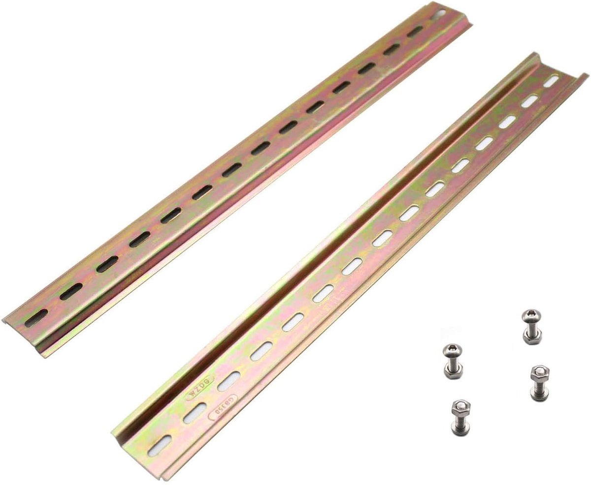 SnelShoppen - DIN Rail Set van 2 - 30 x 3,5 cm Stalen DIN Rail Montage Rail met Zeskantbouten en Moeren voor Installatie in Verdeel- en Regelkasten