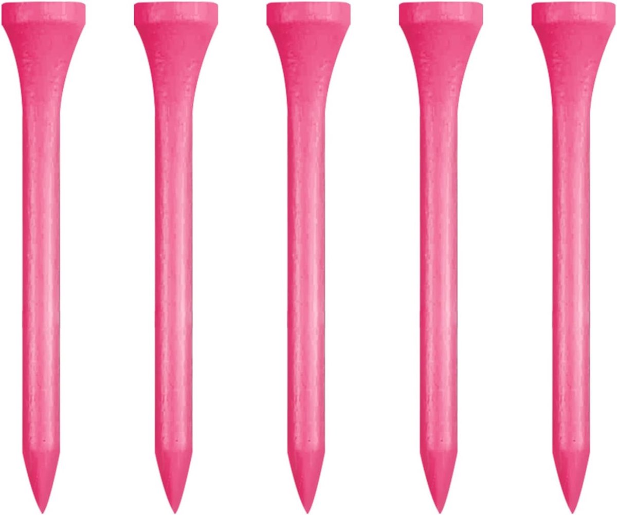 Houten golftees 70 mm - Lange golftees (roze) - Biologisch afbreekbaar - Sterk en betrouwbaar - ShopVlot