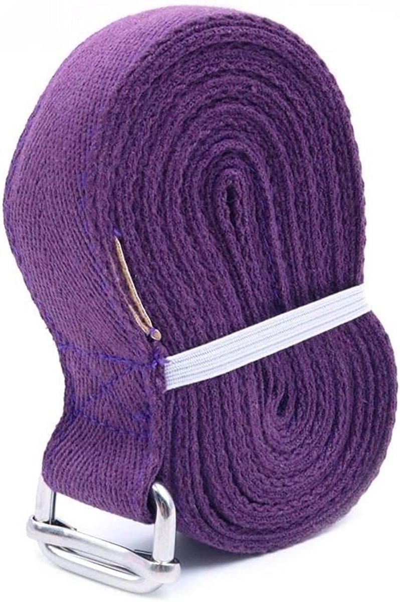 SnelShoppen - 8FT / 244cm Yoga Strap voor Rekken, Yoga Band, Yoga Rekband met Verstelbare D-Ring Gesp - Paars