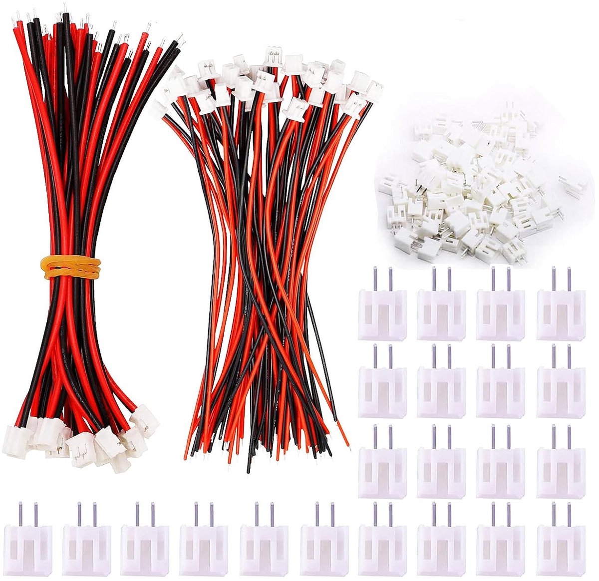 JST PH 2.0 2 Pin Stekkers - 10cm Rode en Zwarte Siliconen Kabel - Stabiele Verbinding - Ideaal voor Elektronica - ShopVlot