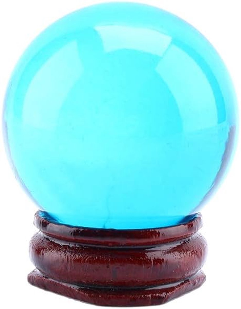 SnelShoppen - Natuurlijke 40mm Royal Blue Kwarts Kristallen Bal met Houten standaard - Decoratieve Sfeer voor Thuis, Curing Sphere voor Interieur