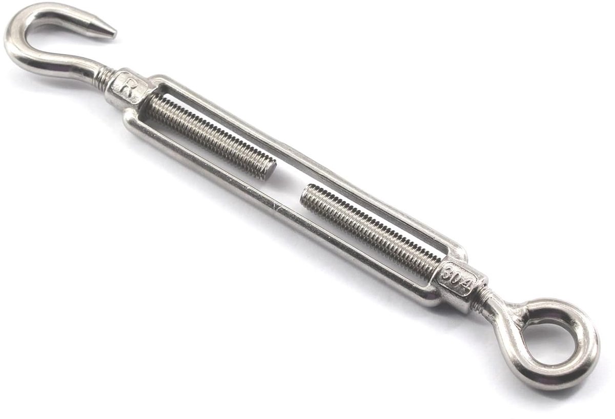 Turnbuckle 304 Stainless Steel Turnbuckle Hook and Eye Turnbuckle Thread Rope Tension, M10, 1 - ShopVlot