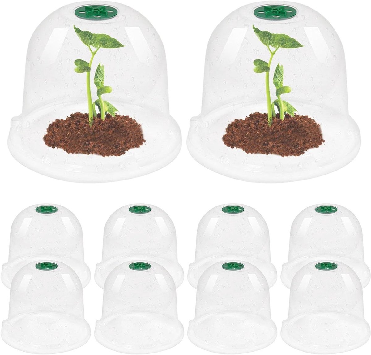Planten Vochtigheidskoepels - Zaailing Beschermers - Zaailingen Kweken - Slakken- en Temperatuurbescherming - 18 cm Diameter - Transparant