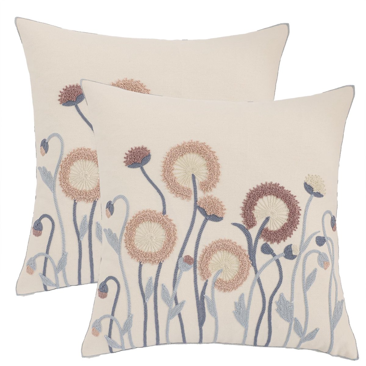 Omgoods - Set van 2 Katoenen Kussenhoezen 45x45 cm Bloemenprint