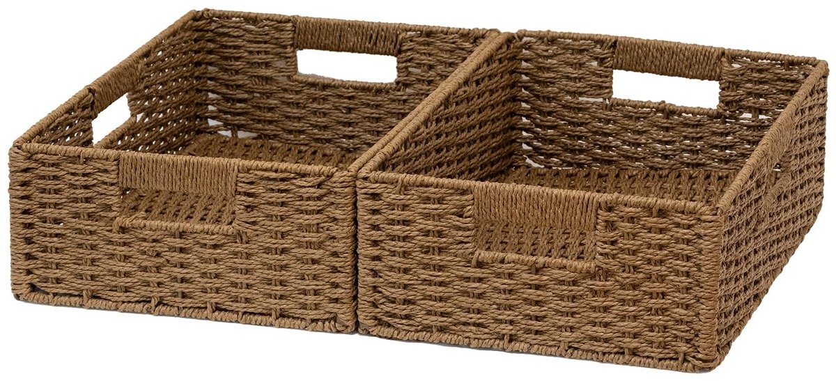 Omgoods - Vouwbare Papier Rieten Baskets Set van 2 - Eco-vriendelijk voor Organisatie