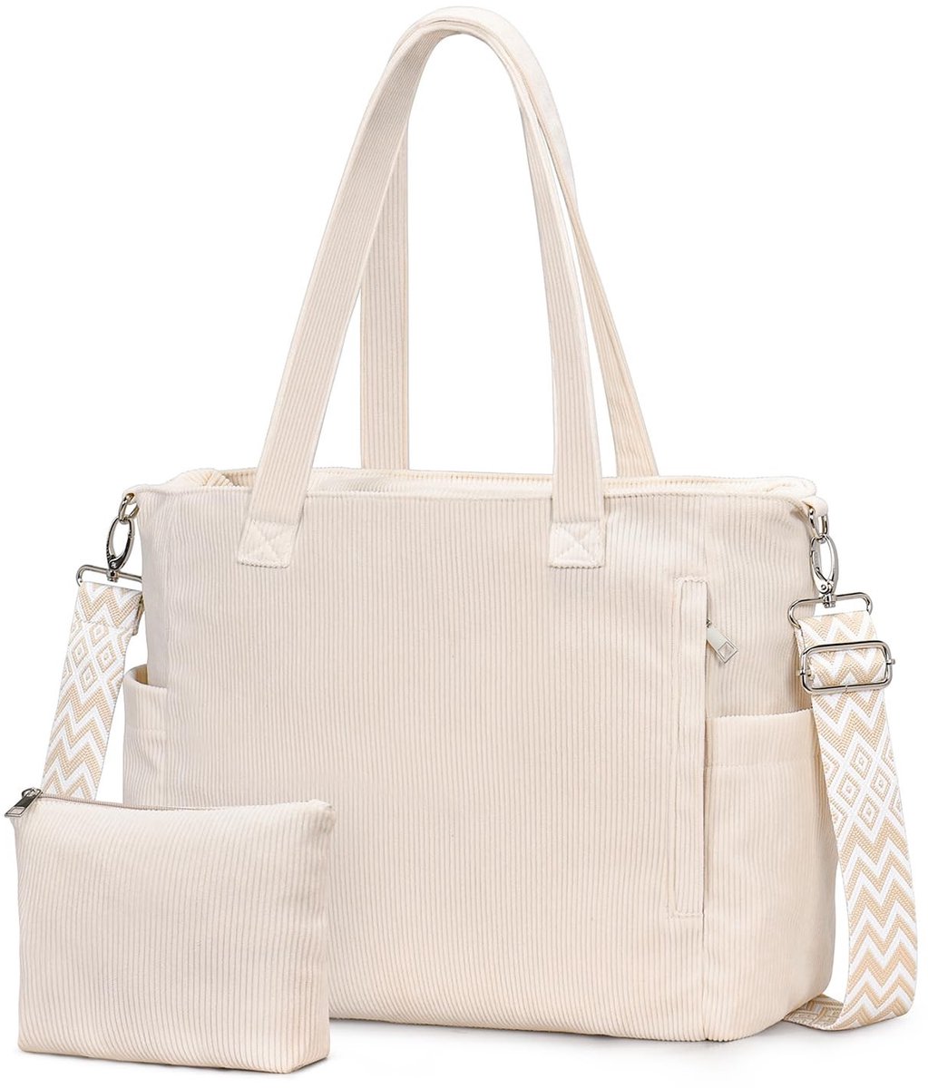 Omgoods - Corduroy Tas voor Dames, Grote Shopper met Verstelbare Schouderband