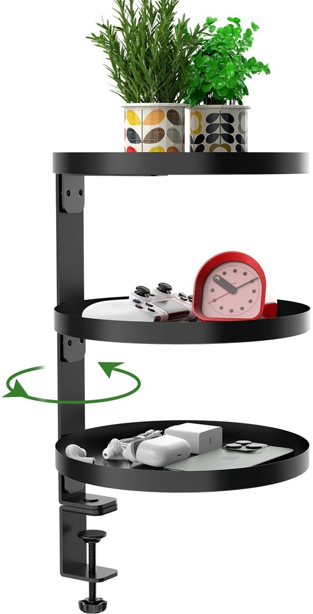 Omgoods - 3-Laags Bureau Organizer met 360° Rotatie voor Tidy Opslag
