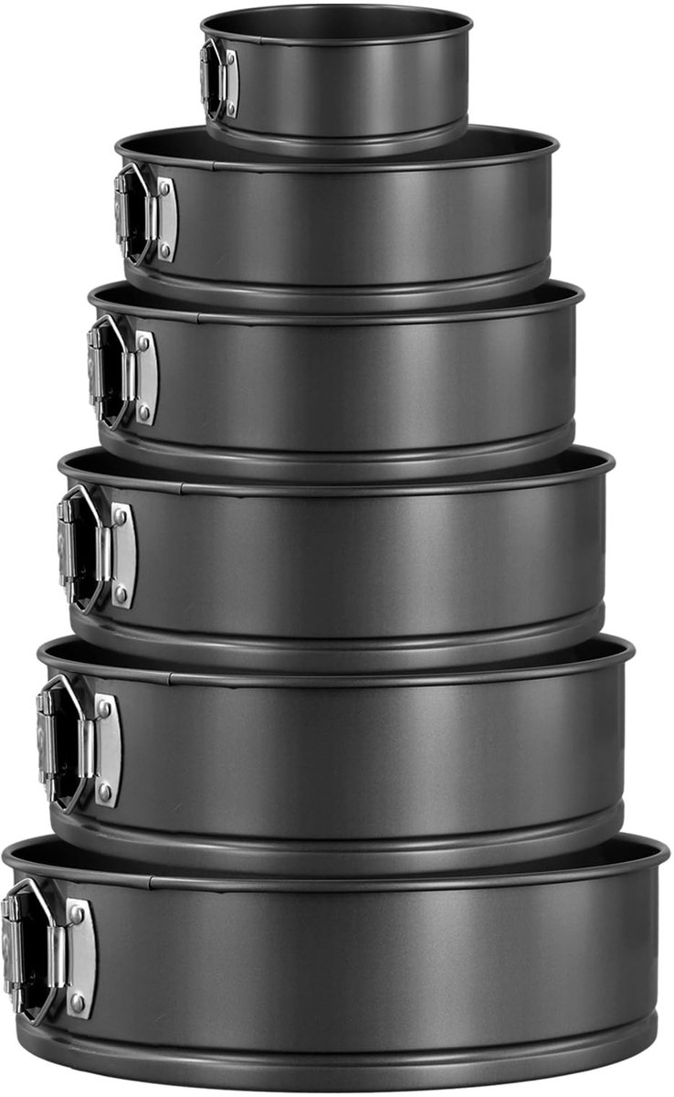 Omgoods - 6-delige Zwarte Non-Stick Carbon Staal Bakvorm Set - Rond voor Taarten