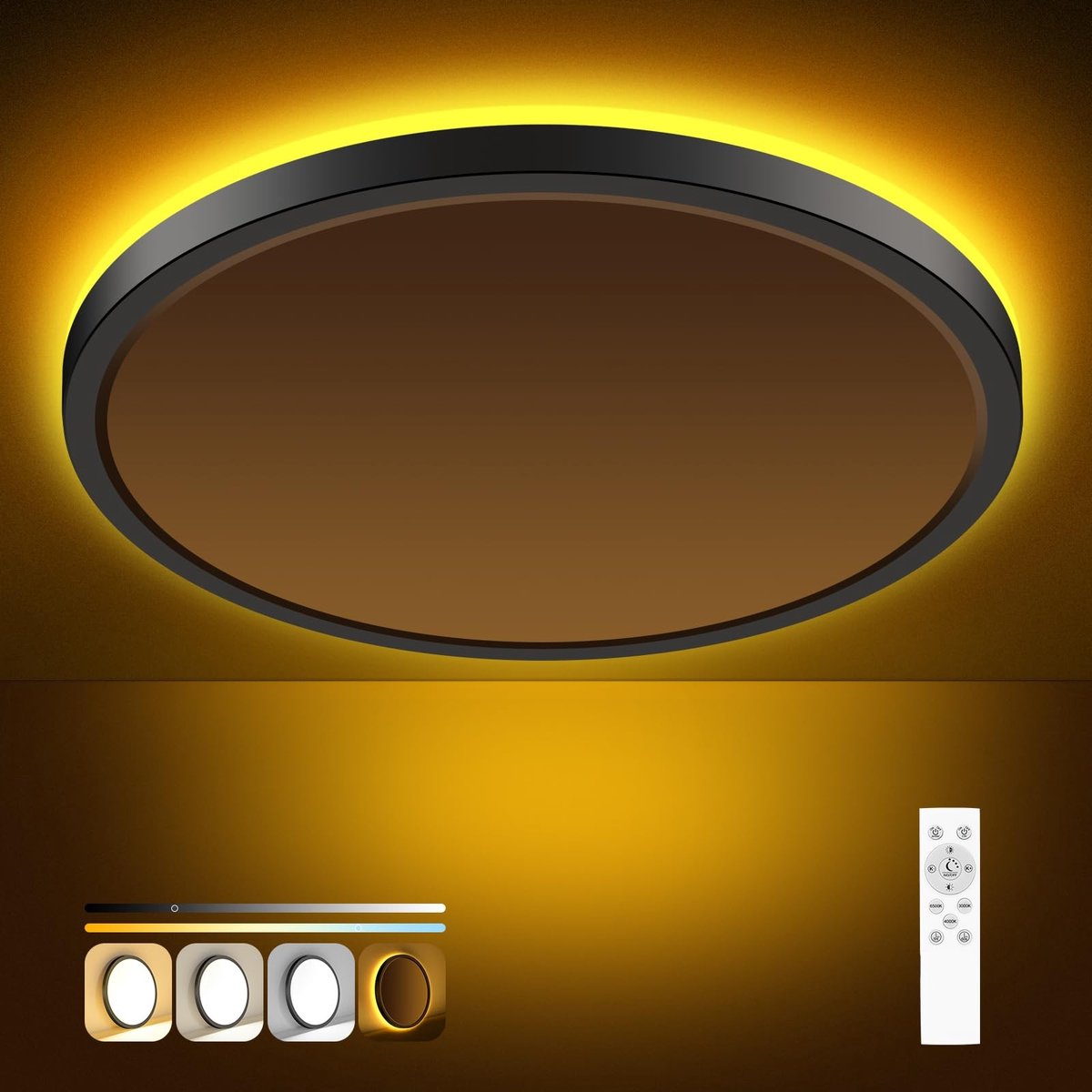 Omgoods - LED Plafondlamp, 15 W, Dimbaar, 22 cm, Zwart