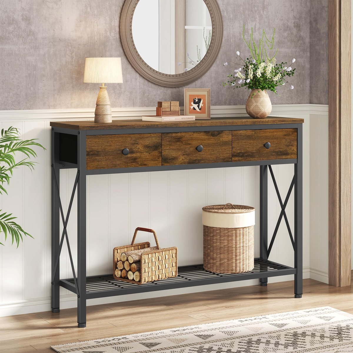 Omgoods - Console Tafel met 3 Lades en Open Plank