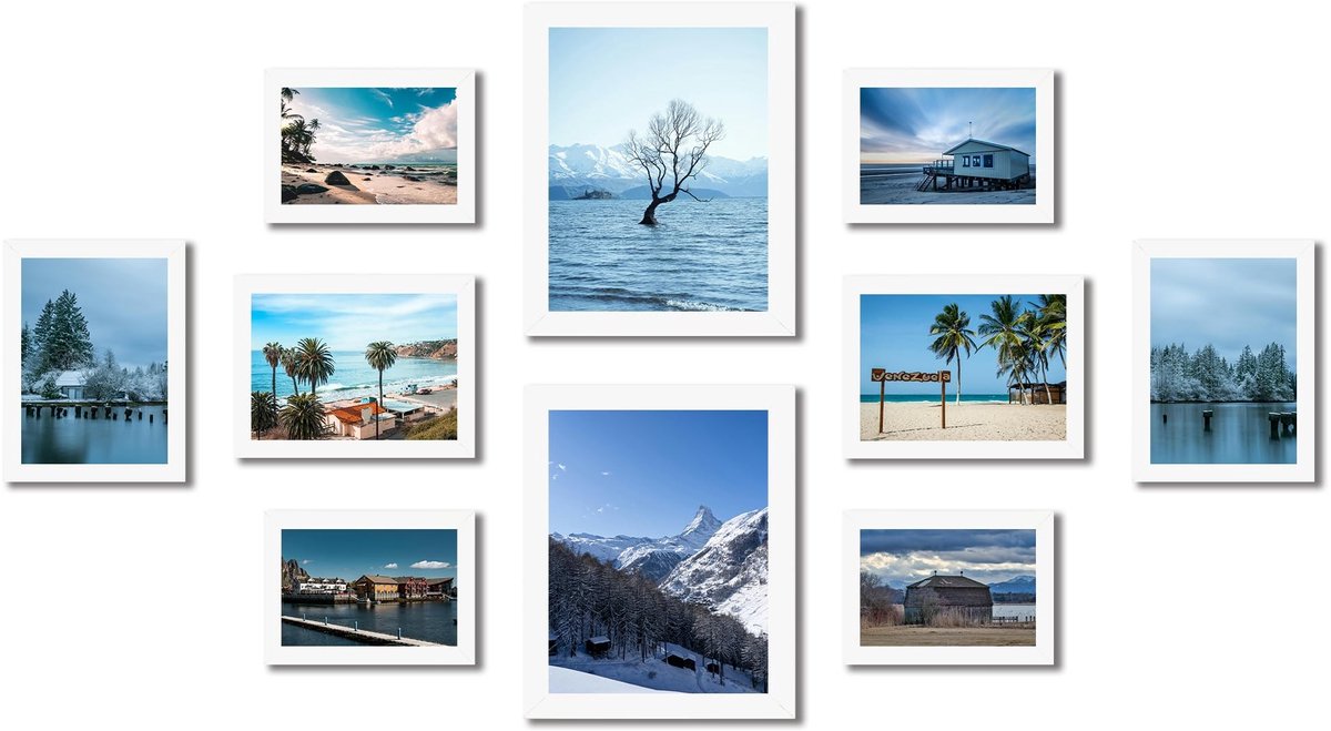 Omgoods - Set van 10 Fotolijsten - Collage Wit, Diverse Maten