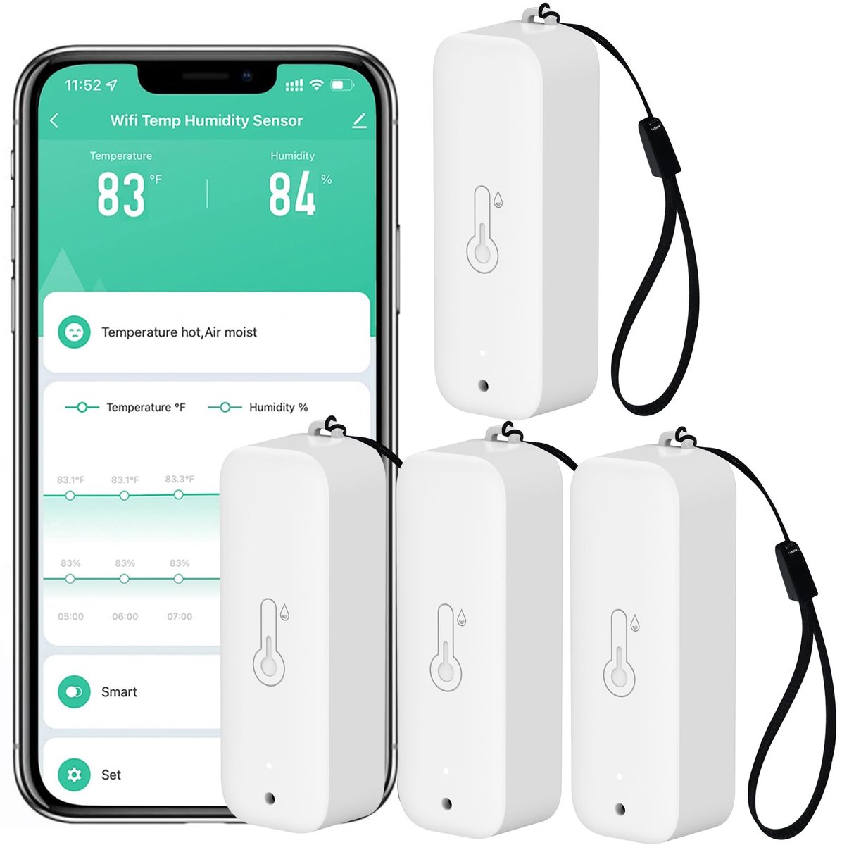 Omgoods - WiFi Hygrometer en Thermometer met App-Notificatie