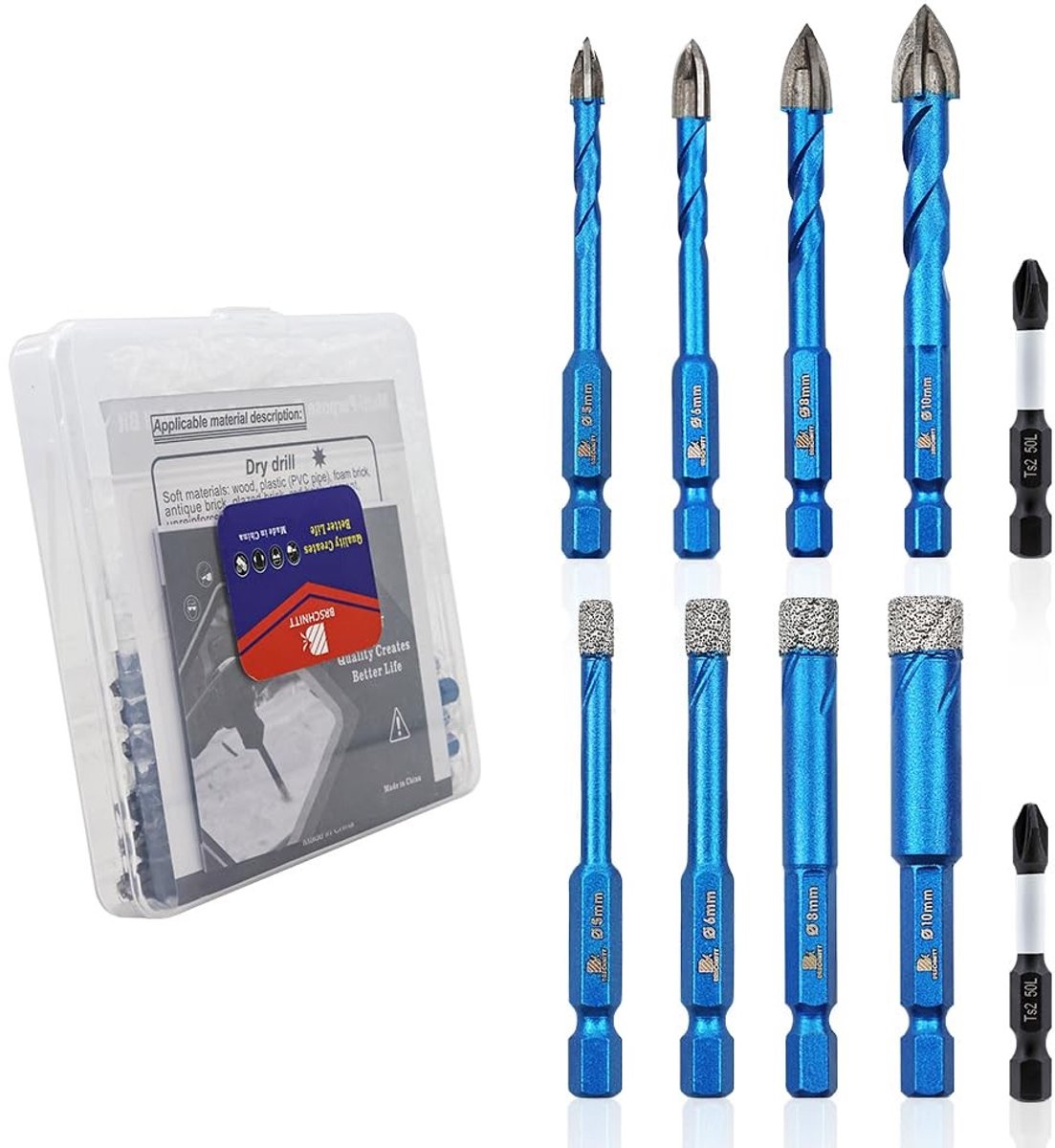 Omgoods - Set van 10 Diamantboorbits voor Tegels en Steen