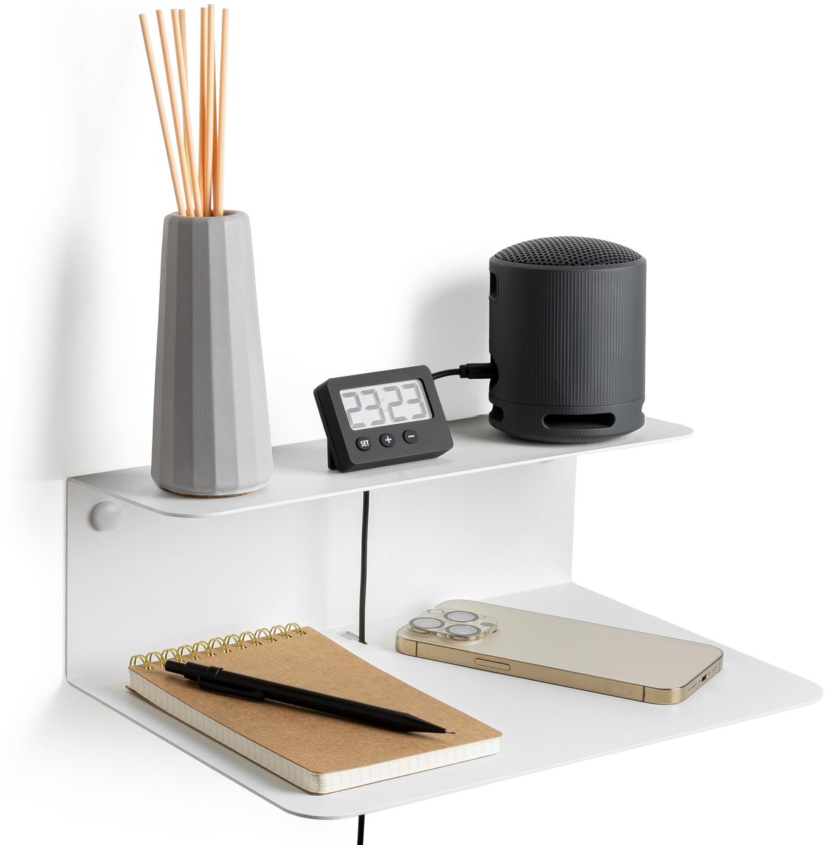 Omgoods - Witte Bedside Table met Opbergruimte voor Slaapkamer