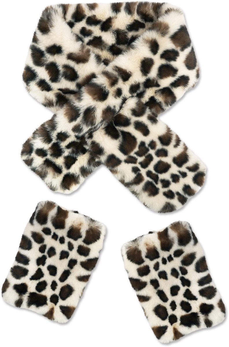 Omgoods - Winter Sjaal en Handschoenen Set voor Vrouwen met Luipaardprint