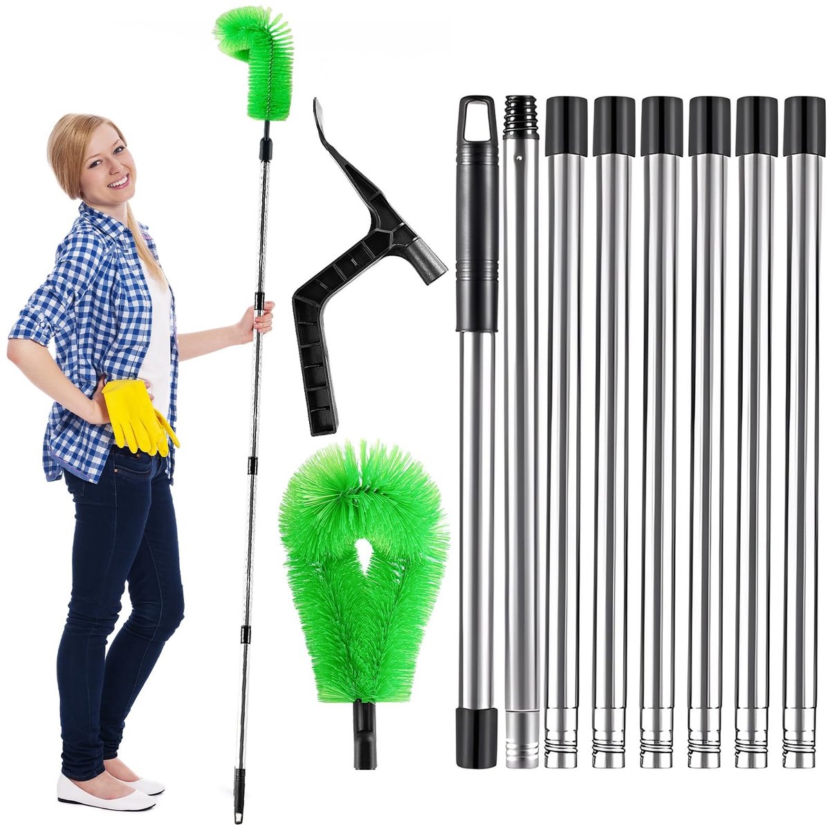 Omgoods - 2-in-1 Telescopische Gootreiniger met Borstel en Schep