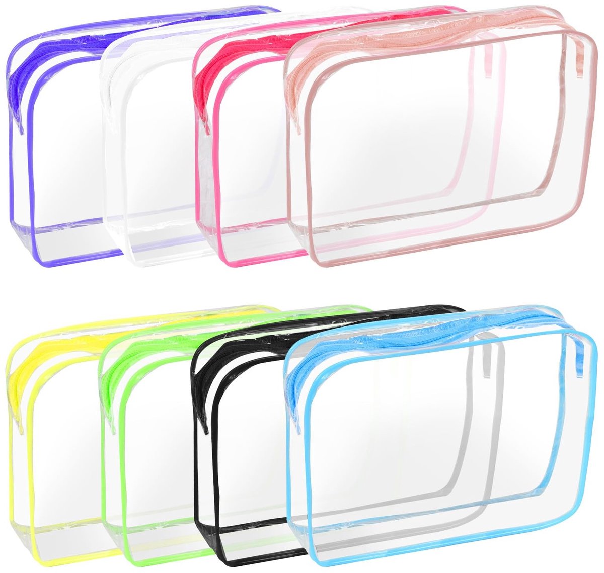 Omgoods - Transparante Make-up Tassen Set van 8 Stuks - Draagbare Cosmetische Tassen voor Reizen