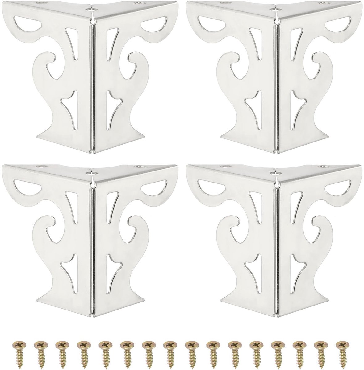 Omgoods - Set van 4 Moderne Metalen Driehoekige Meubelpoten Zilver