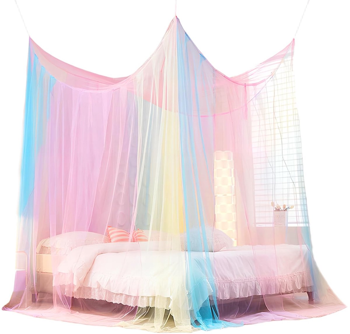 Omgoods - XXL Mosquito Net voor Bed met Vier Deuren voor Maximale Bescherming
