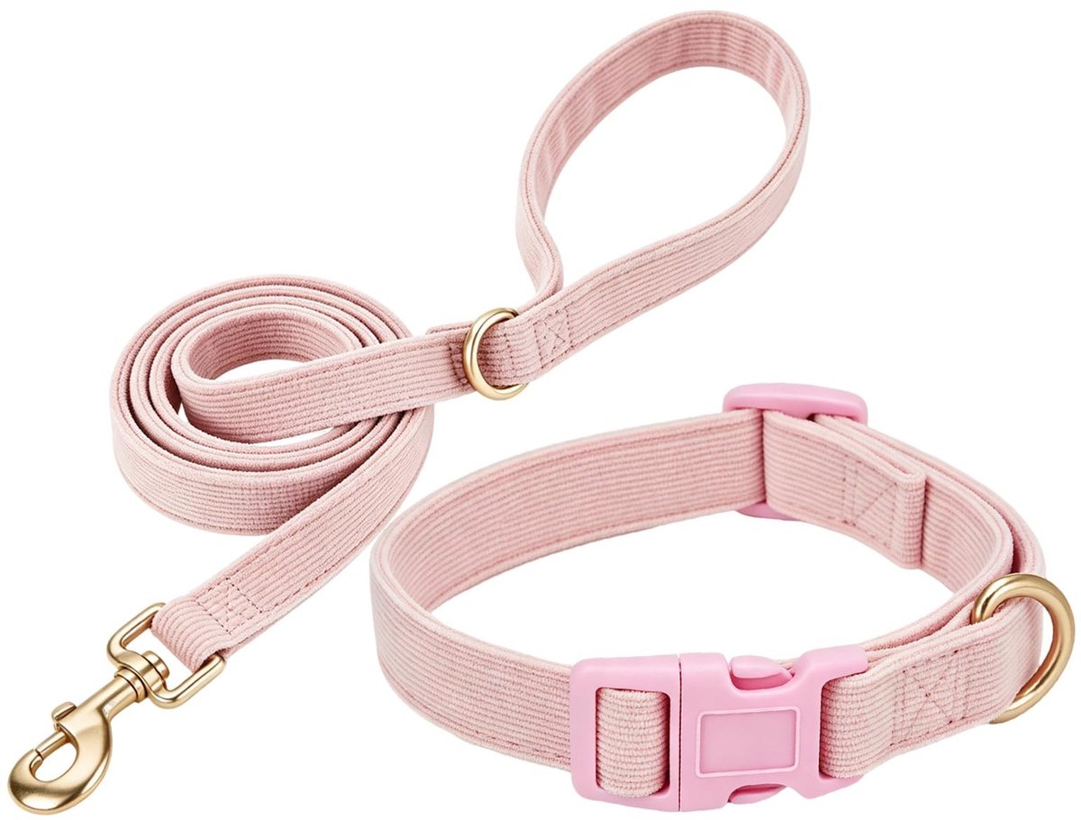 Omgoods - Zacht Roze Halsband en Leash Set voor Kleine Honden