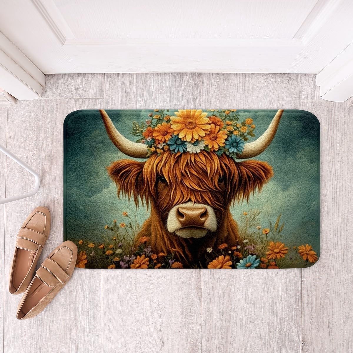 Omgoods - Highland Cow Badmat 50x70 cm voor Kinderen met Vrolijke Print