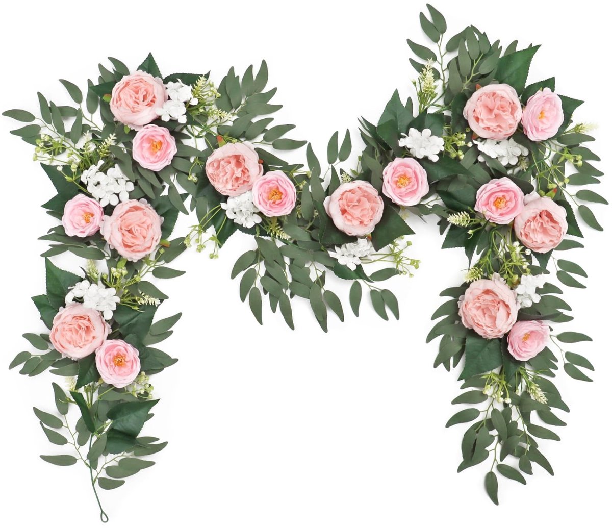 Omgoods - Kunstbloemen Guirlande met Rozen en Eucalyptus
