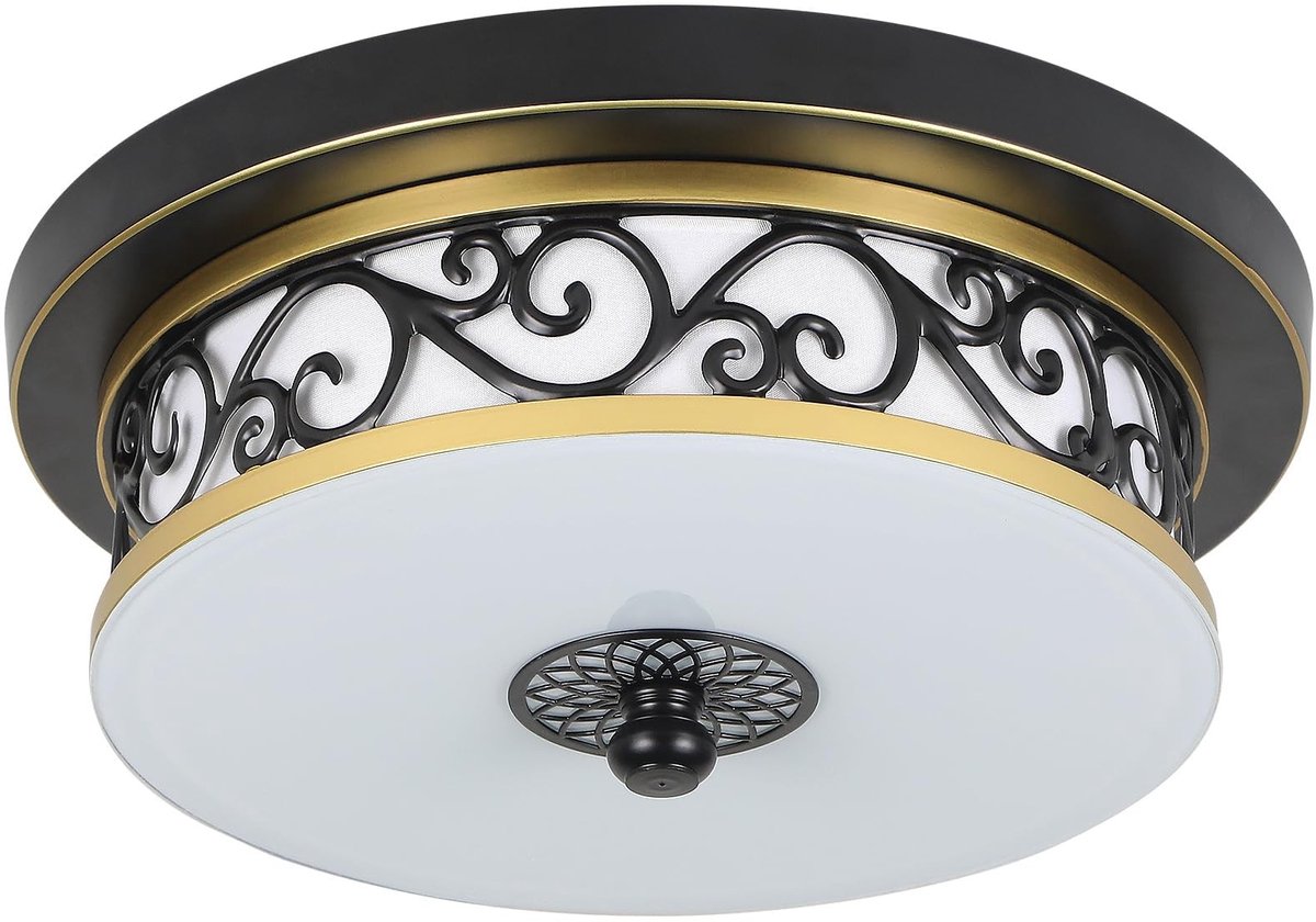 Omgoods - Vintage Rond Plafondlamp voor Binnen met Glazen Lampenkap, Retro Design