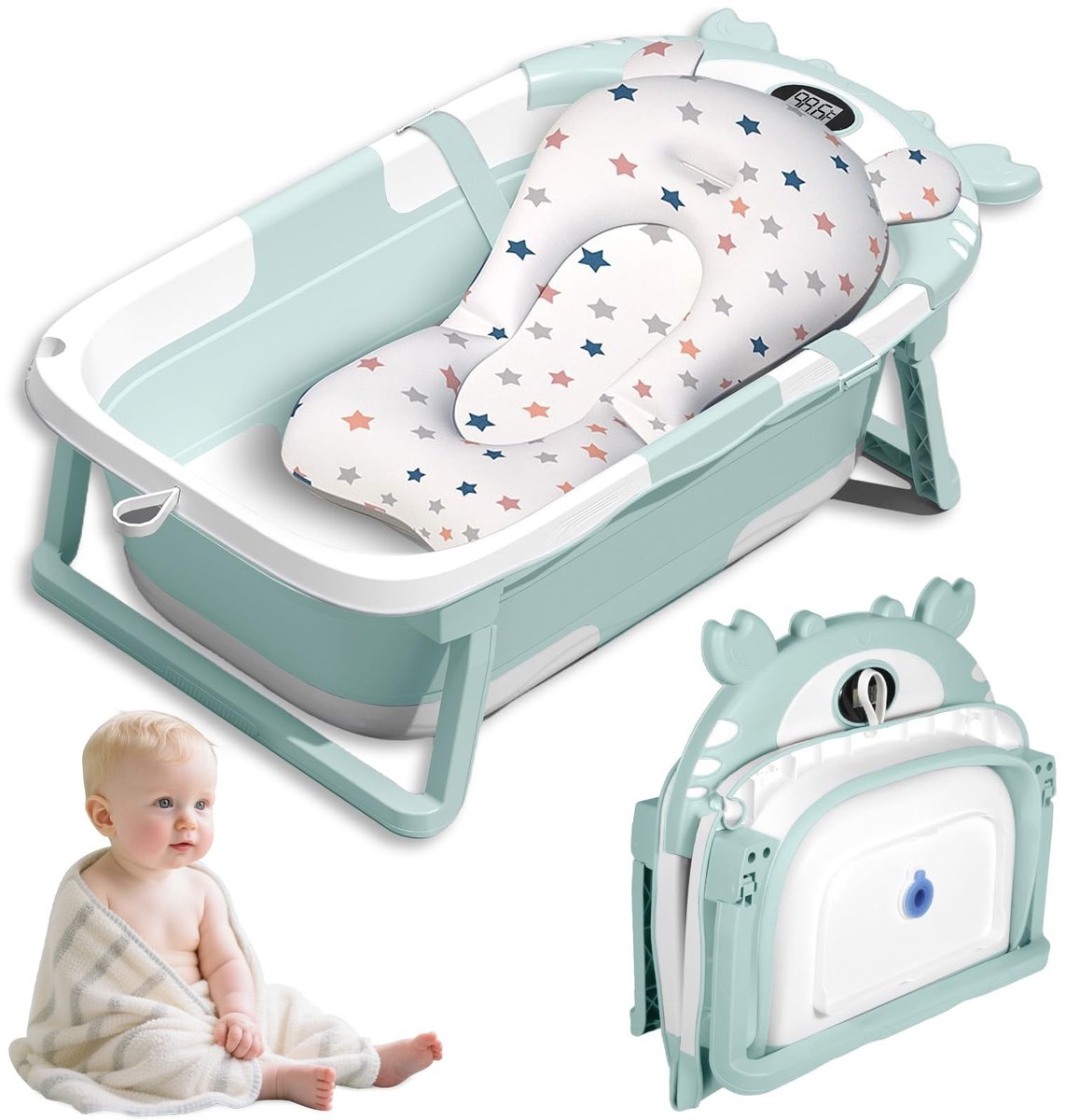 Omgoods - Opvouwbaar Babybad met Thermometer en Badmat